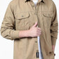 Men’s Khaki Utility Casual Shirt – Premium Full Sleeve Relaxed Fit Shirt