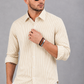 Men’s Grey & White Vertical Striped Full Sleeve Casual Shirt