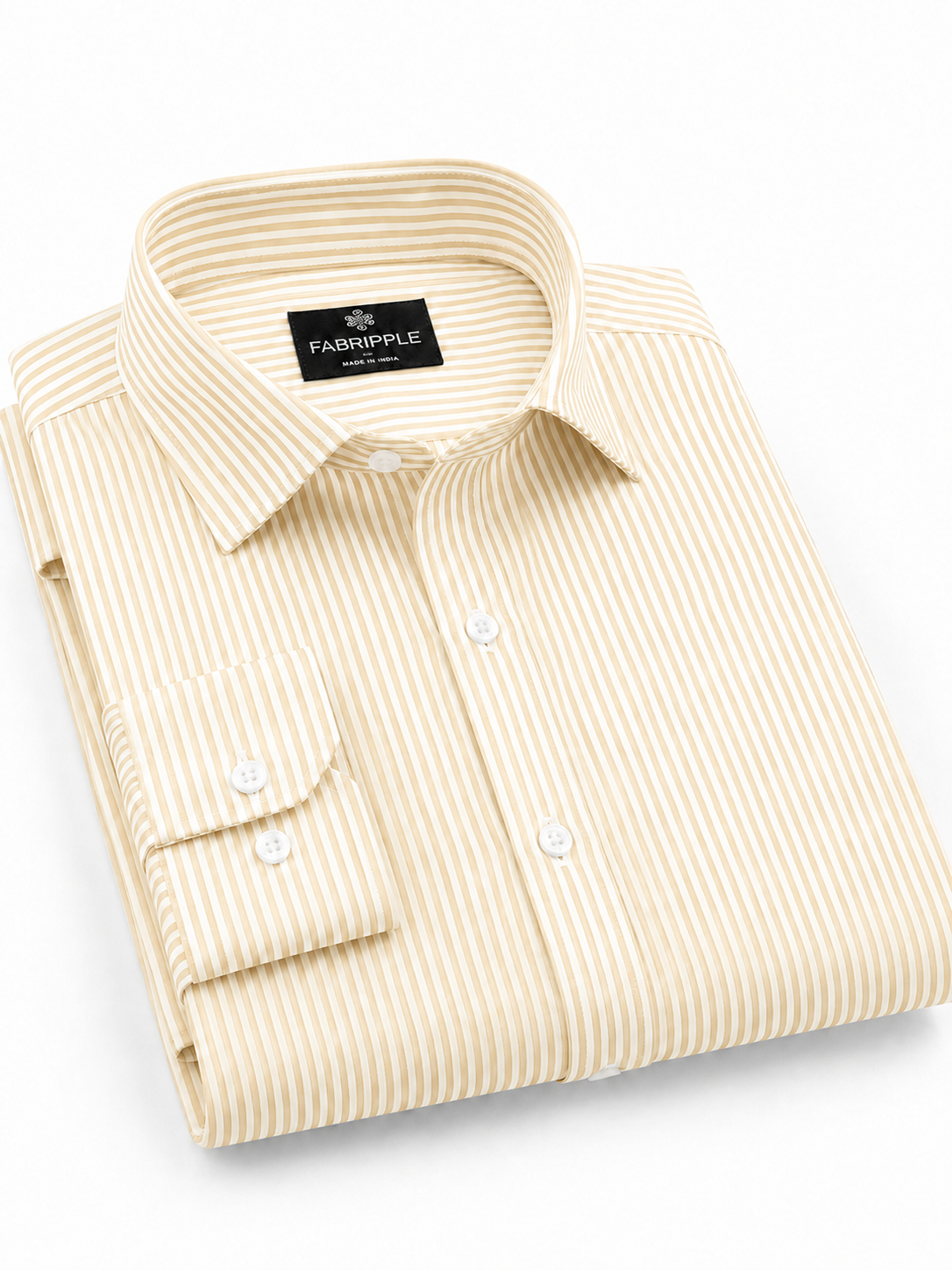 Men’s Yellow & White Vertical Striped Full Sleeve Casual Shirt