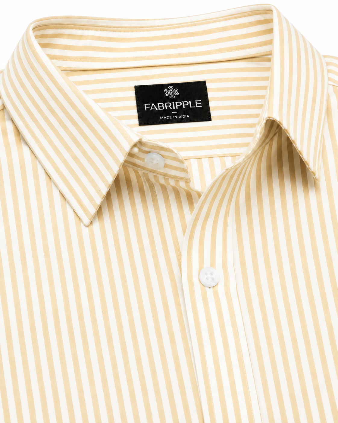 Men’s Yellow & White Vertical Striped Full Sleeve Casual Shirt