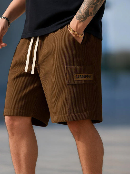 Men’s Brown Ribbed Casual Shorts – Premium Textured Summer Shorts