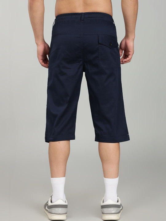 Men’s Blue Utility Capri Shorts – Relaxed Fit Casual Below Knee Shorts