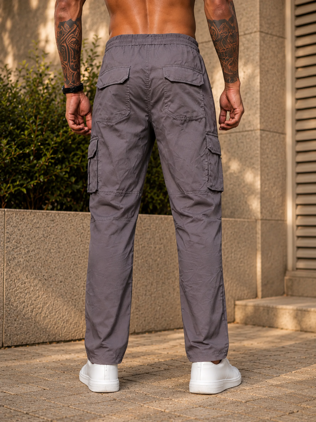Men’s Dark Grey Utility Cargo Pants – Relaxed Streetwear Fit