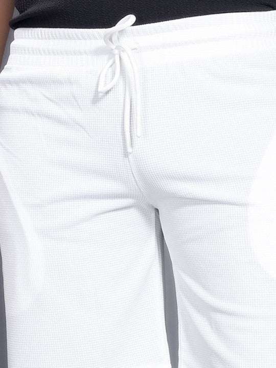 Men’s White Micro Texture Shorts – Relaxed Fit Casual Summer Shorts