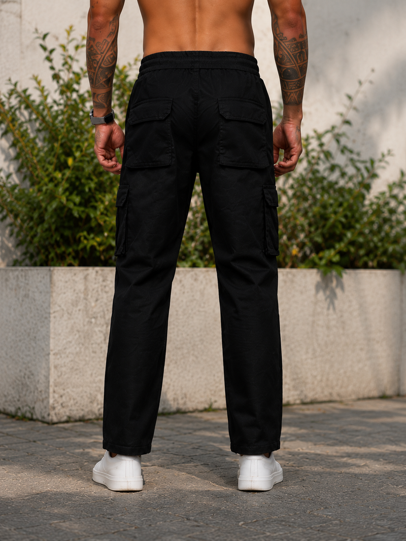 Men’s Black Cargo Pants with Utility Pockets