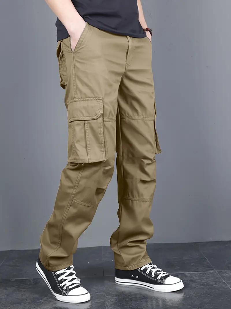 Men Cotton Classic Mid-Rise Loose Fit Cargos Trousers