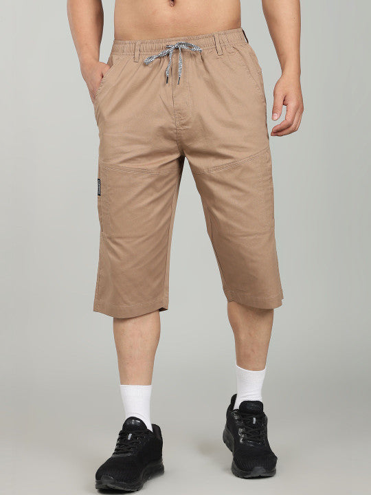 Men’s Khaki Utility Capri Shorts – Relaxed Fit Casual Below Knee Shorts
