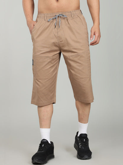 Men’s Khaki Utility Capri Shorts – Relaxed Fit Casual Below Knee Shorts
