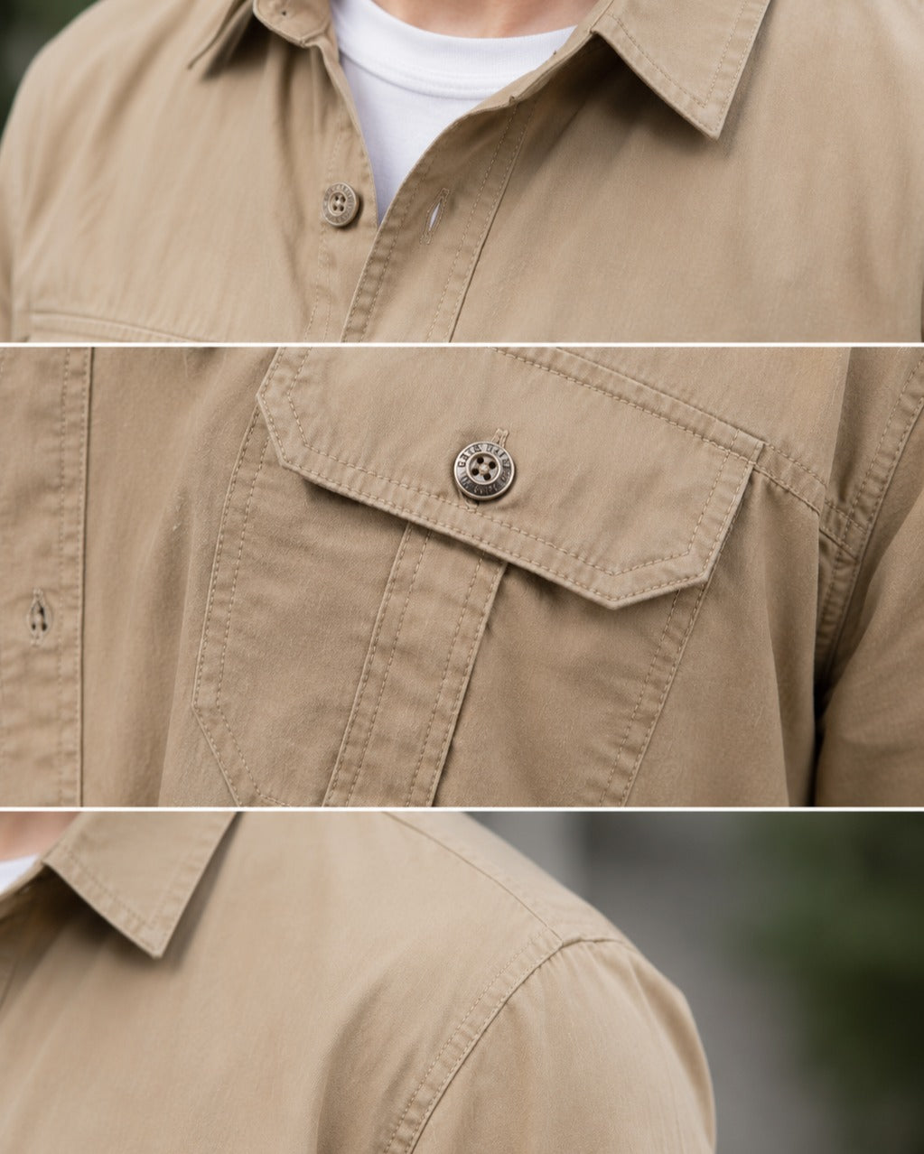 Men’s Khaki Utility Casual Full Sleeve Shirt