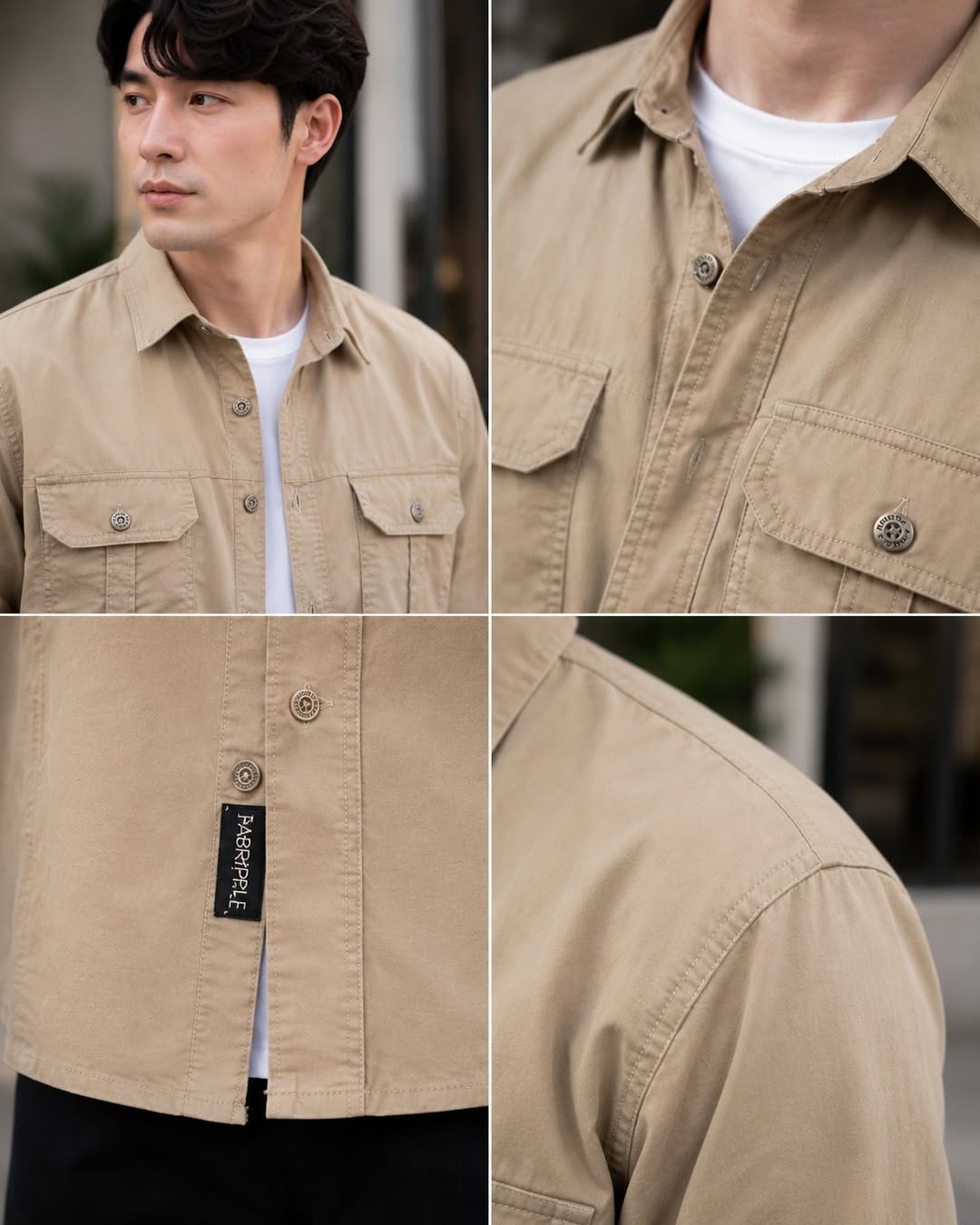 Men’s Khaki Utility Casual Full Sleeve Shirt
