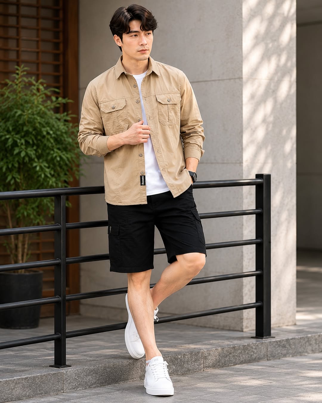 Men’s Khaki Utility Casual Full Sleeve Shirt