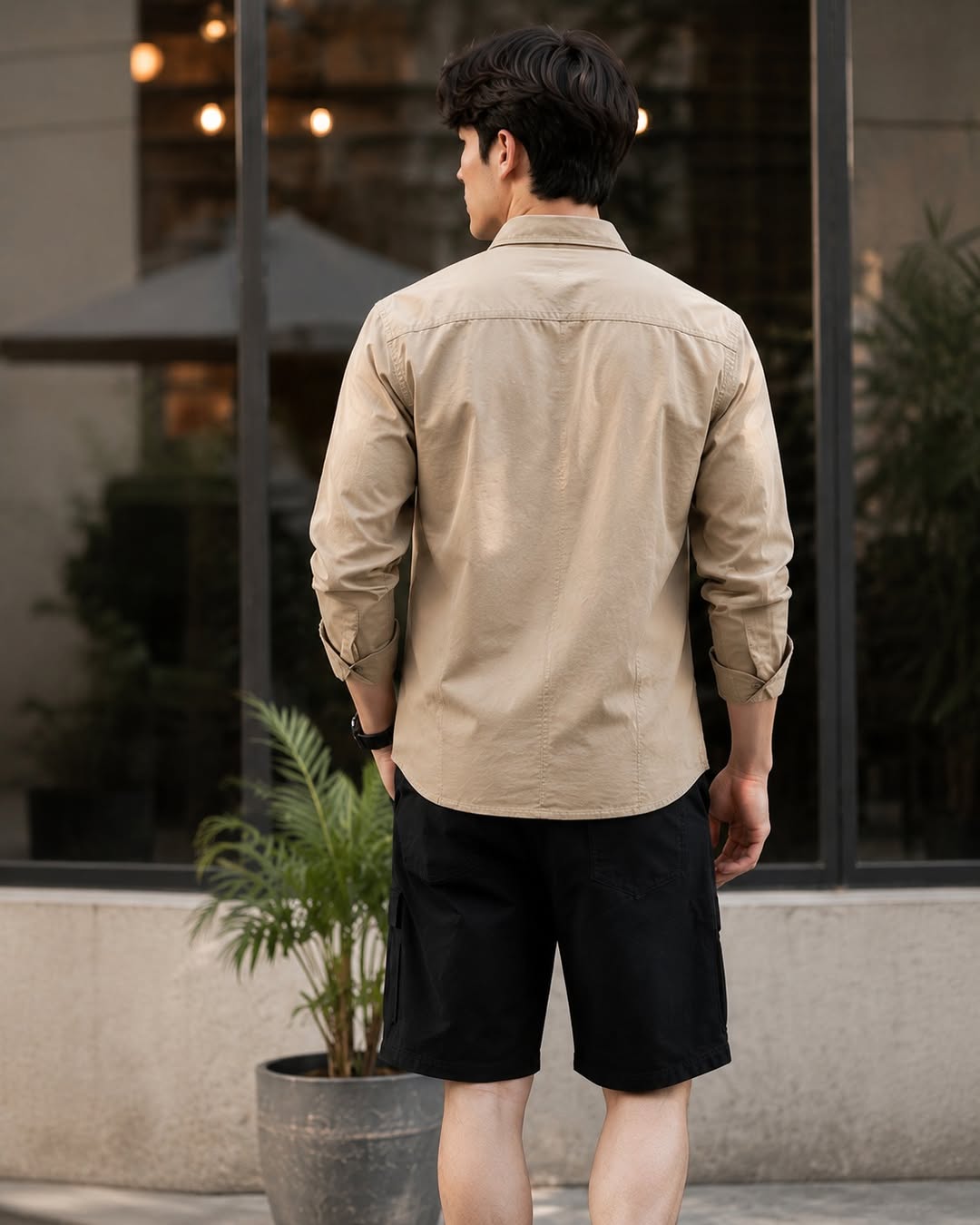 Men’s Khaki Utility Casual Full Sleeve Shirt