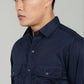 Navy Blue Utility Casual Shirt for Men | Premium Full Sleeve Shirt