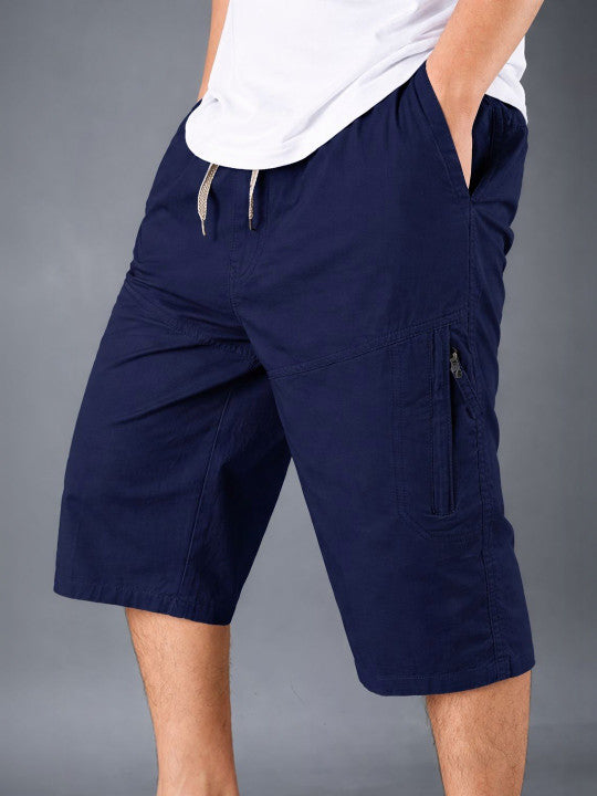 Men’s Royal Blue Utility Capri Shorts – Relaxed Fit Casual Below Knee Shorts