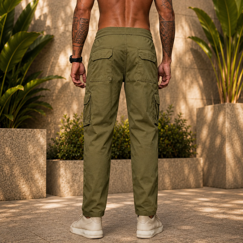 Men’s Green Cargo Pants – Relaxed Fit Utility Streetwear Trousers