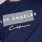 Men’s Navy Blue Los Angeles Printed Textured T-Shirt