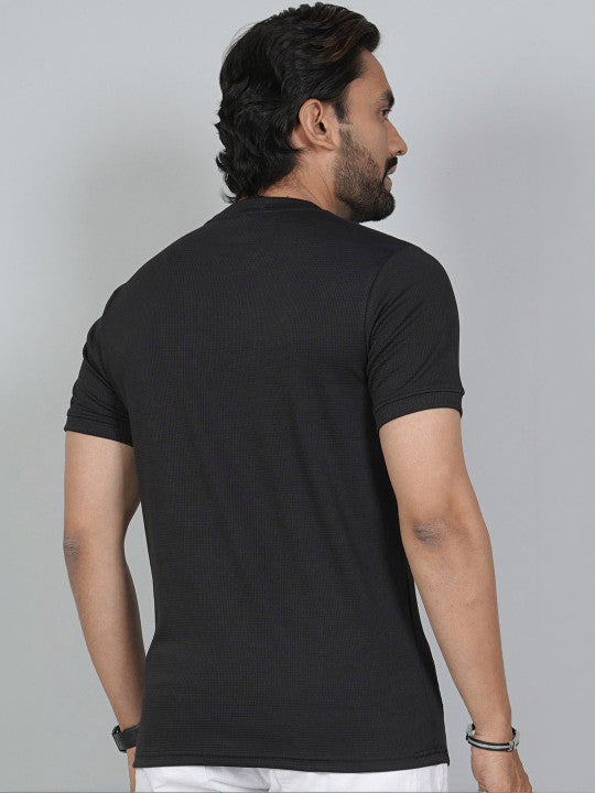 Men’s Black Los Angeles Printed Textured T-Shirt