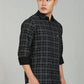 Men’s Elegant Black Checked Casual Shirt – Premium Plaid Full Sleeve Shirt