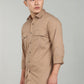 Men’s Khaki Utility Casual Shirt – Premium Full Sleeve Cotton Blend Shirt