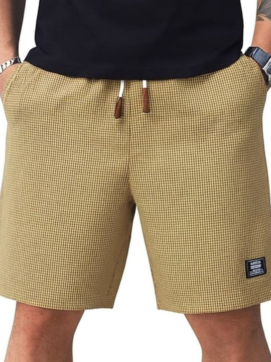 Men’s Khaki Waffle Texture Shorts – Relaxed Fit Casual Summer Shorts