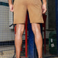Men’s Khaki Checked Textured Gym Shorts – Stretch Casual Active Shorts