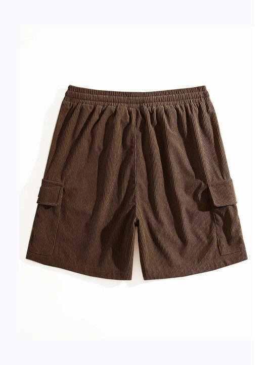 Men’s Brown Ribbed Casual Shorts – Premium Textured Summer Shorts