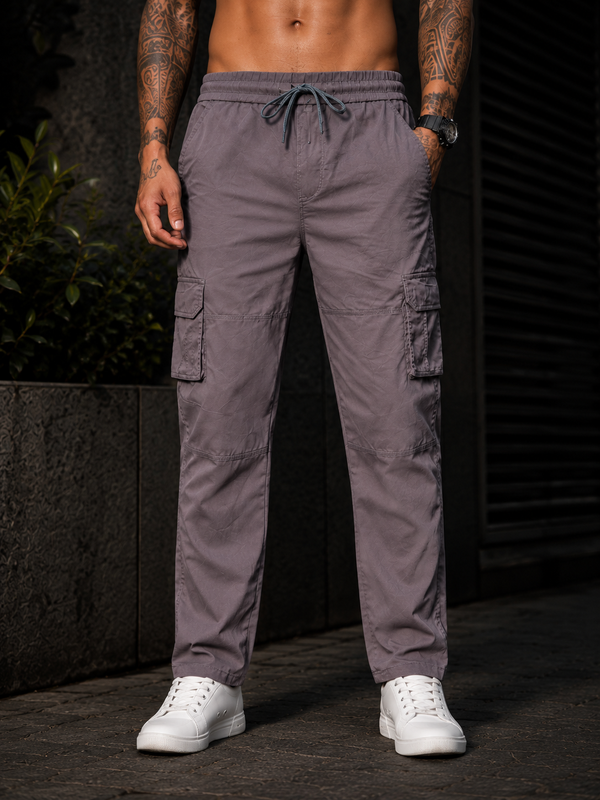 Men’s Dark Grey Utility Cargo Pants – Relaxed Streetwear Fit