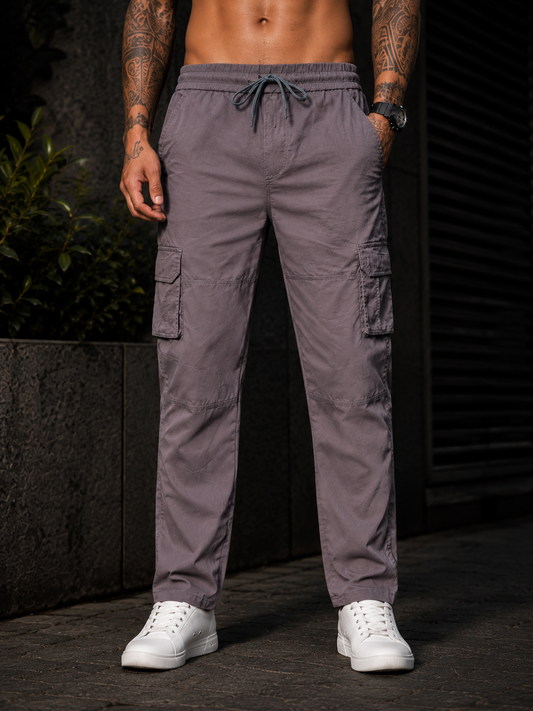 Men’s Dark Grey Utility Cargo Pants – Relaxed Streetwear Fit