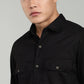 Men’s Black Utility Casual Shirt – Premium Full Sleeve Solid Shirt