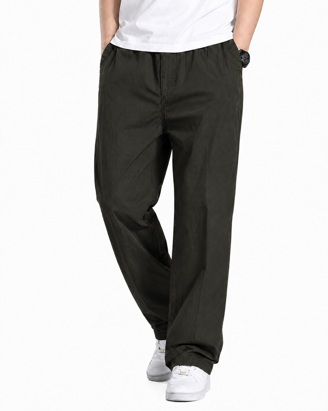 Fabripple Men's Olive Green Casual Trousers