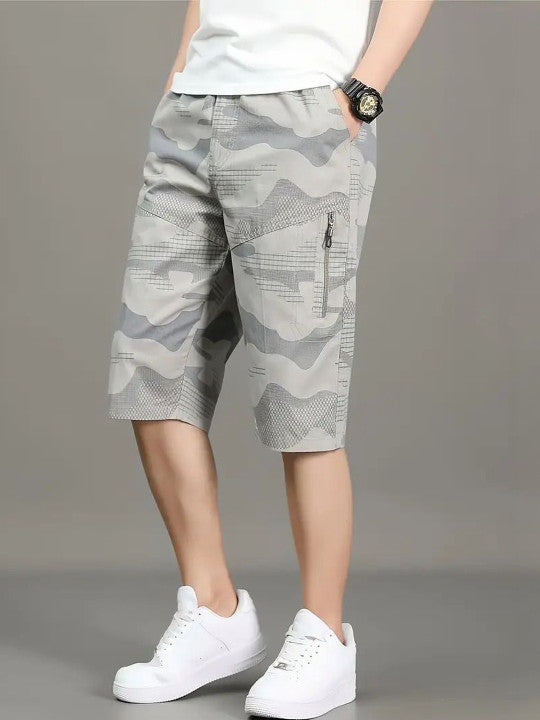 Men’s Grey Camouflage Cargo Shorts – Premium Utility Casual Shorts