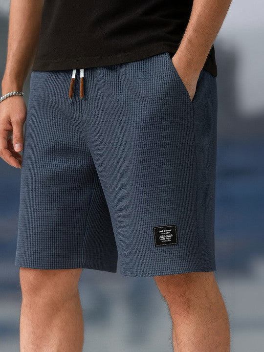 Men’s Blue Textured Casual Shorts – Relaxed Fit Summer Shorts