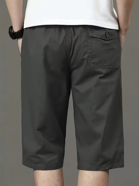 Men’s Charcoal Grey Utility Capri Shorts – Relaxed Fit Casual Below Knee Shorts