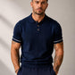 Men's White Textured Knitted Polo T-Shirt