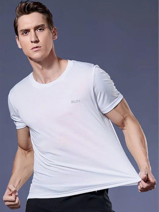 Fabripple Men's White Dry Fit Sports T-Shirt
