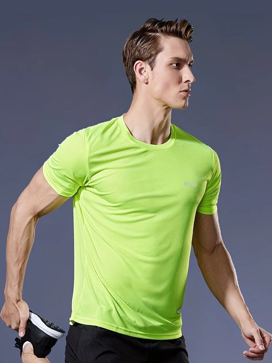 Men's Fluorescent Green Dry Fit Sports T-Shirt