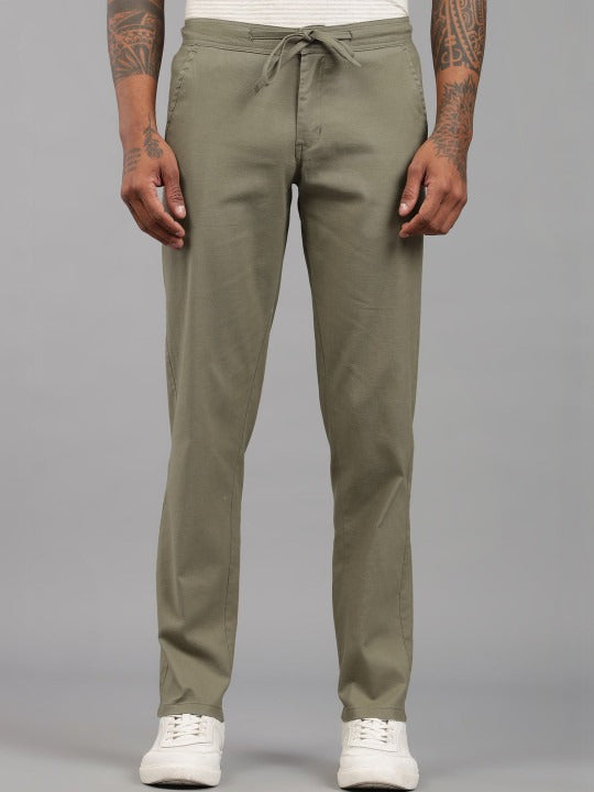 Men’s Brown Relaxed Fit Drawstring Trousers
