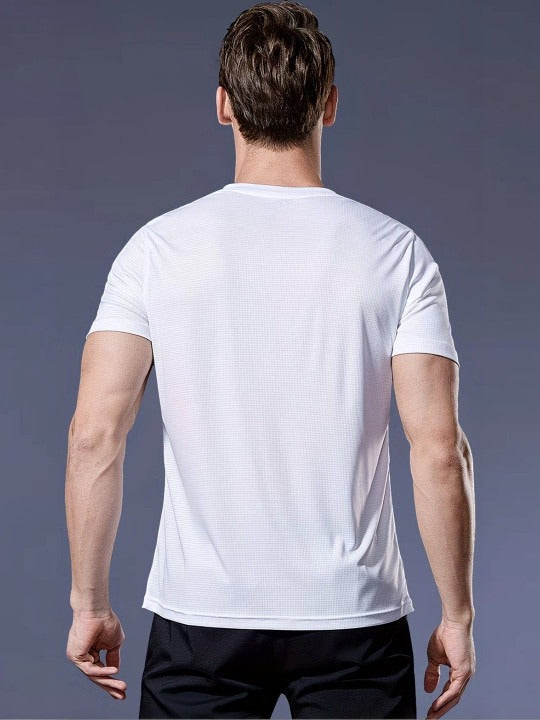 Fabripple Men's White Dry Fit Sports T-Shirt