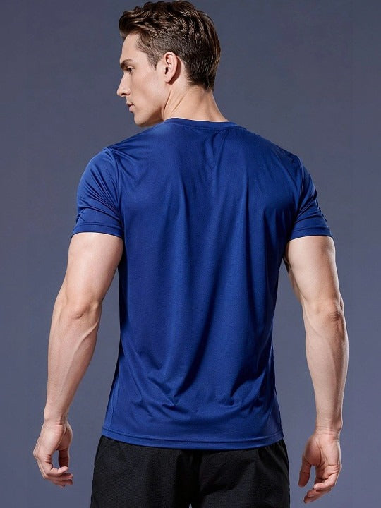 Men's Navy Blue Dry Fit Sports T-Shirt