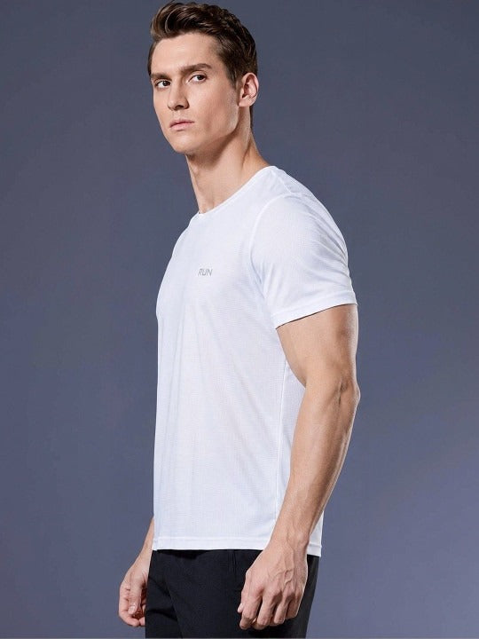 Fabripple Men's White Dry Fit Sports T-Shirt