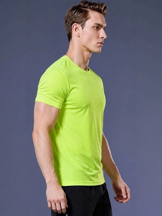 Men's Fluorescent Green Dry Fit Sports T-Shirt