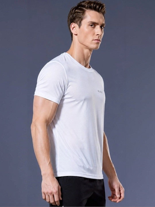Fabripple Men's White Dry Fit Sports T-Shirt