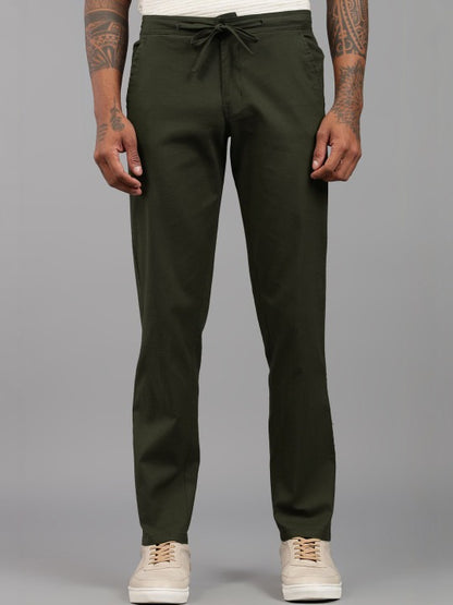 Men’s Green Relaxed Fit Drawstring Trousers