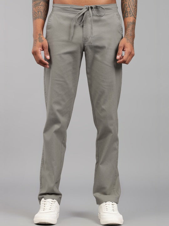 Men’s Brown Relaxed Fit Drawstring Trousers