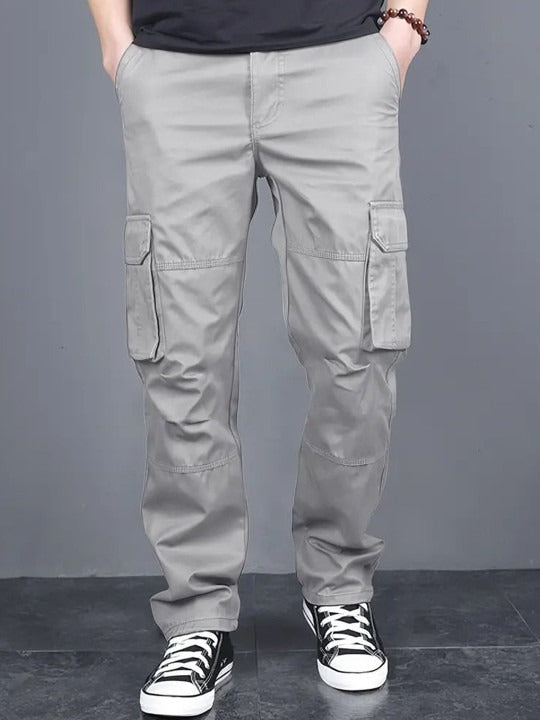 Fabripple Men’s Light Grey Utility Cargo Pants
