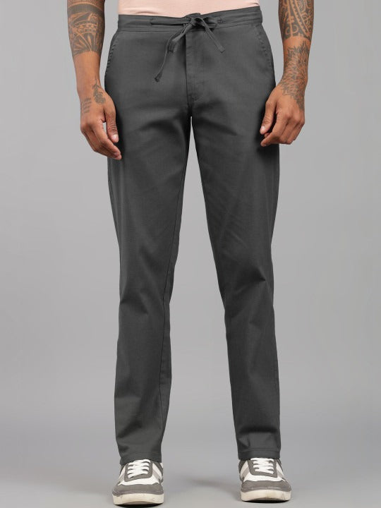 Men’s Brown Relaxed Fit Drawstring Trousers