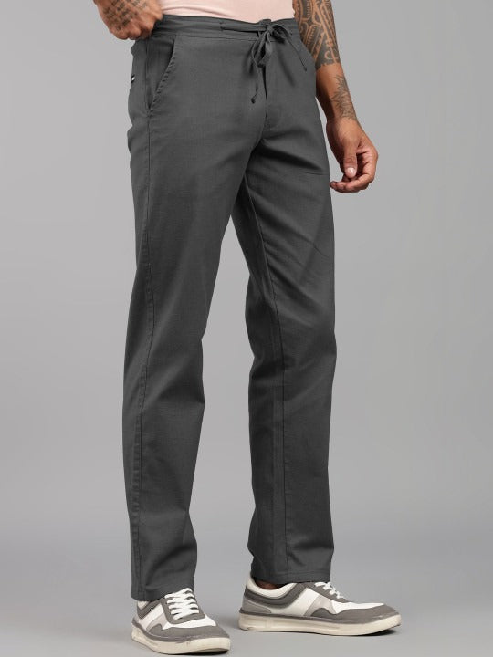 Men’s Charcoal Relaxed Fit Drawstring Trousers