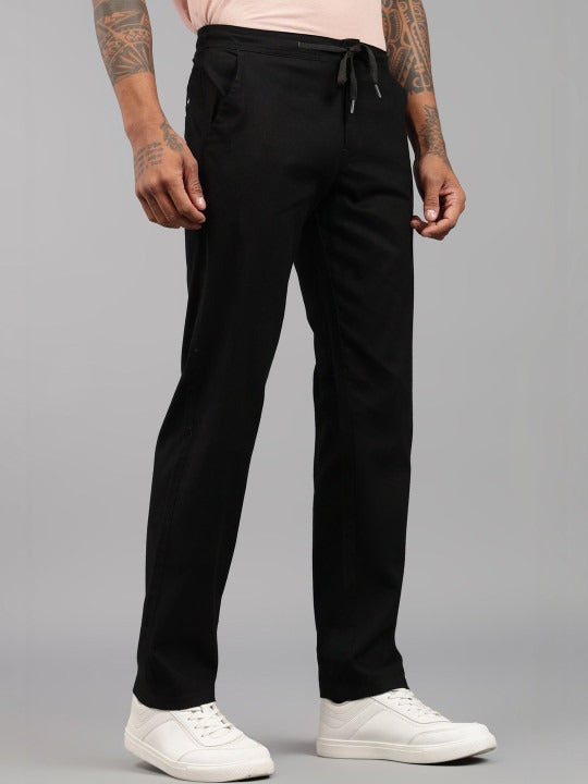 Men’s Black Relaxed Fit Drawstring Trousers