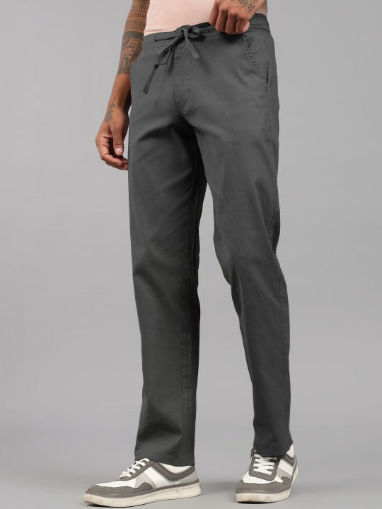 Men’s Charcoal Relaxed Fit Drawstring Trousers