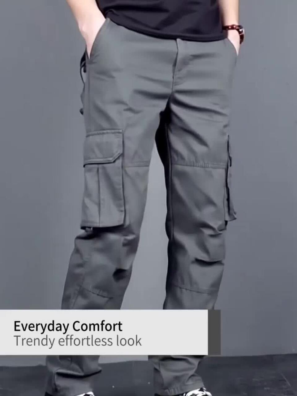 Fabripple Men’s Black Utility Cargo Pants